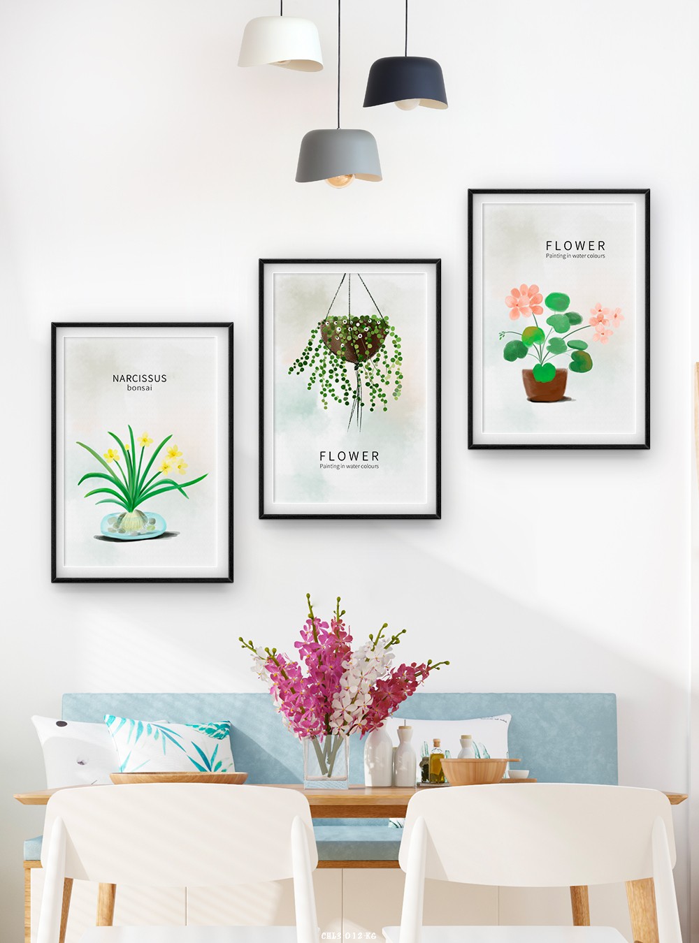 Hoa lá tranh vẽ CHL3-012-KG